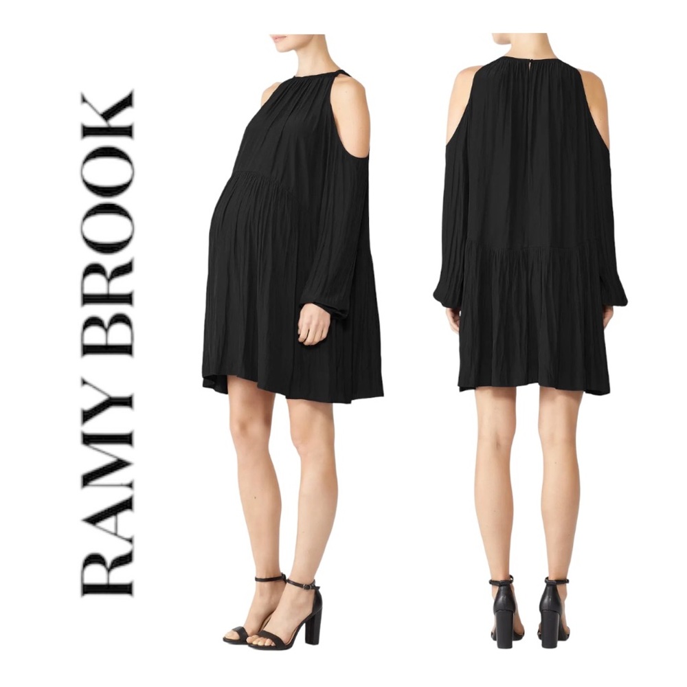 FOR 2 by Ramy Brook Heather Maternity Dress Black Crepe Size Medium